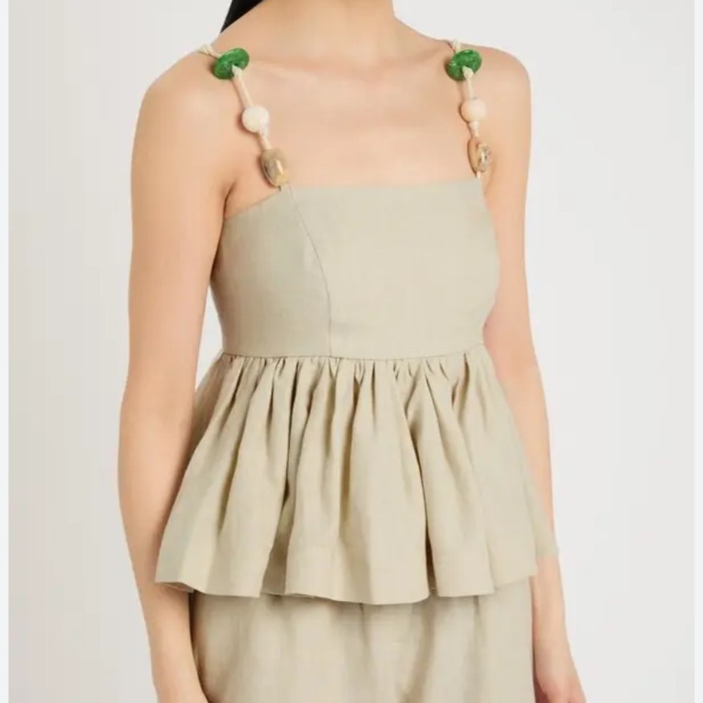 Casa Raki Justina Embellished Linen Blend Top